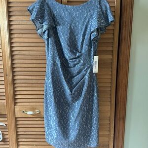 Lace detail, ruffle sleeve cocktail dress